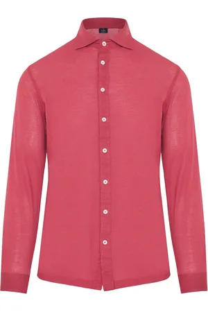 BARBA Overhemden, Heren, Rood, 2Xl, Katoen, Piquet Katoenen Shirt Made in Italy
