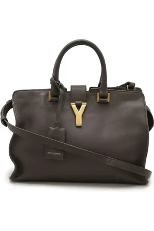 Saint Laurent Pre-owned, Dames, Grijs, ONE Size, Leer, Tweedehands leren handtassen