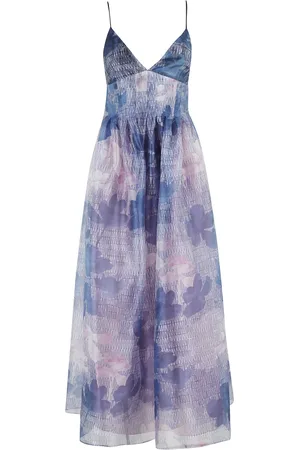 Emporio Armani Kleedjes, Dames, Veelkleurig, XS, Chiffon, Chiffon Bedrukte V-Hals Jurk