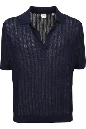 Aspesi Tops, Heren, Blauw, L, Katoen, Blauwe Polo Klassieke Stijl