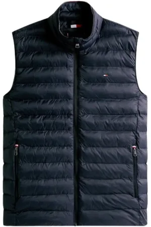Tommy Hilfiger Jassen, Heren, Blauw, XL, Nylon, Opvouwbare Gewatteerde Mouwloze Puffer Vest