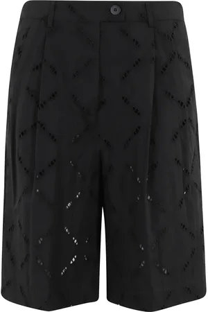 SEMICOUTURE Korte broeken, Dames, Zwart, 2Xs, Katoen, Zwarte Sangallo Bermuda Shorts