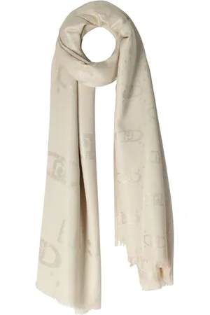 Liu Jo Accessoires, Dames, , ONE Size, Denim, Bruine Logo Sjaal voor Stijlvolle Outfits