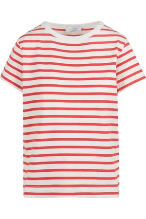 Daniele Fiesoli Tops, Dames, Rood, M, Katoen, Gestreept katoenen T-shirt met ronde hals