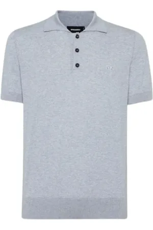 Dsquared2 Tops, Heren, Grijs, M, Katoen, Polo met korte mouwen