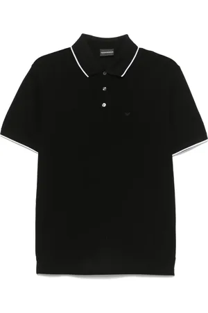 Emporio Armani Tops, Heren, Zwart, 3Xl, Katoen, Katoenen Poloshirt met Geborduurd Logo