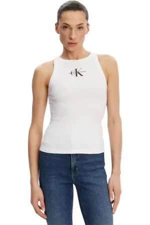 Calvin Klein Tops, Dames, Wit, M, Katoen, Witte Slim Fit Tank Top