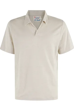 MC2 SAINT BARTH Tops, Heren, , S, Linnen, Linnen Polo Jersey met Geborduurd Logo