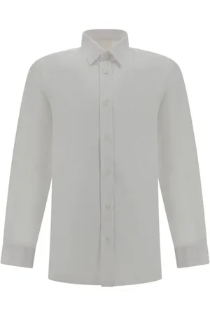 Givenchy Overhemden, Heren, Grijs, L, Katoen, Katoenen overhemd met iconisch logoborduursel