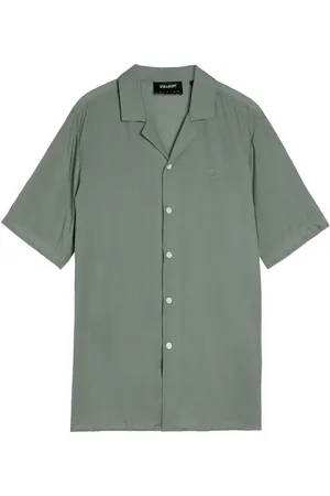 Lyle & Scott Overhemden, Heren, Groen, S, SS Geweven Overhemd Contrast Manchet Overhemd