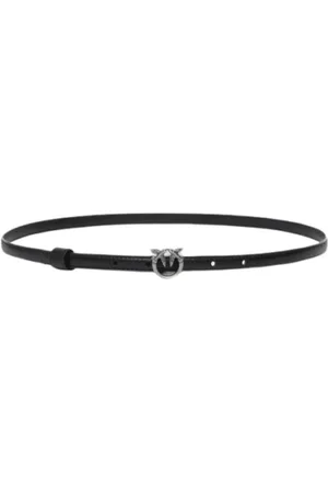 Pinko Accessoires, Dames, Zwart, L, Leer, Love Berry Leren Riem