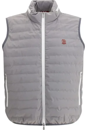 Brunello Cucinelli Jassen, Heren, Grijs, 2Xl, Gewatteerd Donsvest met Ritszakken