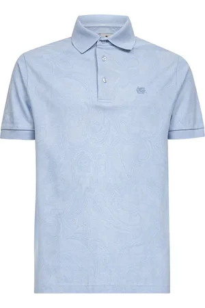 Etro Tops, Heren, Blauw, S, Katoen, Paisley Jacquard Polo Shirt Lichtblauw