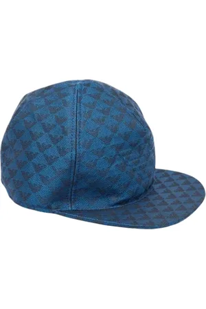 Emporio Armani Pre-owned, Heren, Blauw, ONE Size, Pre-owned Canvas hats