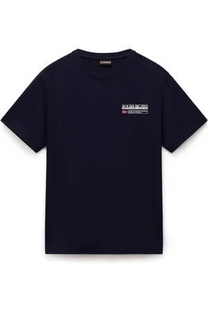 Napapijri Tops, Heren, Blauw, S, Katoen, Korte Mouw Grafische T-shirt