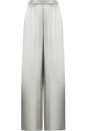 AMEN Broeken, Dames, Grijs, S, Grijze Wijde Pijp Broek Elastische Taille