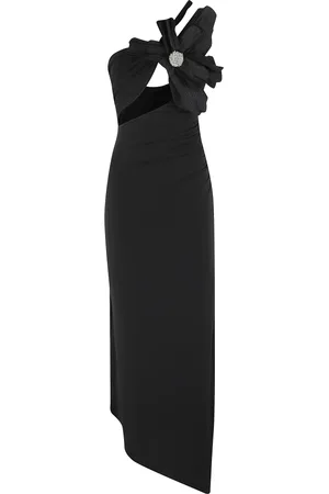 AMEN Kleedjes, Dames, Zwart, S, Zwarte Bloemen Jersey Jurk