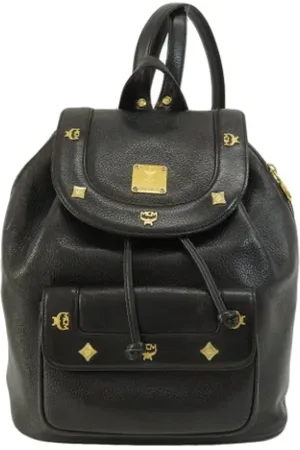 MCM Pre-owned, Dames, Zwart, ONE Size, Pre-owned Fabric backpacks