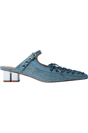 Ganni Schoenen, Dames, Blauw, 41 EU, Denim, Versierde Denim Hakken Muiltjes