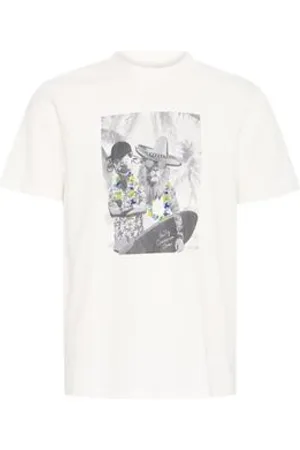 Blend Tops, Heren, Wit, L, Ronde hals korte mouw T-shirt