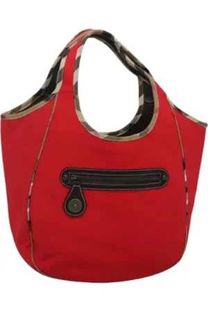 Burberry Pre-owned, Dames, Rood, ONE Size, Tweedehands Canvas handtassen