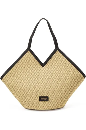Max Mara Tassen, Dames, , ONE Size, Strandtas van stro met decoratief patroon