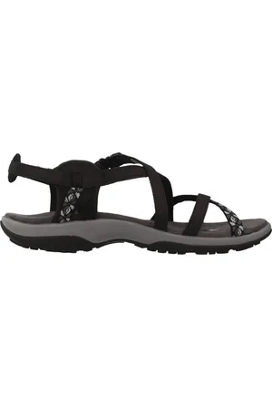 Skechers Schoenen, Dames, Zwart, 39 EU, Slim Reggae Platte Sandalen