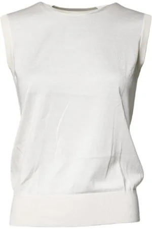Dolce & Gabbana Tops, Dames, , S, Zijden Ronde Hals Tanktop