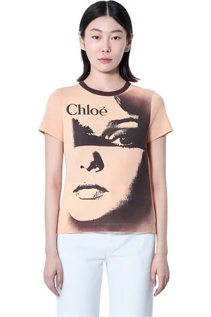 Chloé Tops, Dames, , M, Katoen, Katoenen Logo Motif Crewneck T-Shirt