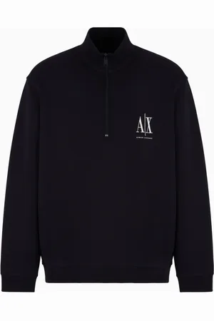 Armani Exchange Sweatshirts & Hoodies, Heren, Blauw, S, Katoen, Heren Sweat-Troyer Pullover