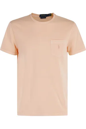 Ralph Lauren Tops, Heren, Roze, L, Katoen, Amber Katoenen T-shirt met Geborduurd Zakje