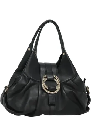 Bvlgari Pre-owned, Dames, Zwart, ONE Size, Leer, Tweedehands leren handtassen