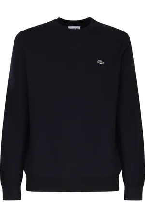 Lacoste Truien, Heren, Zwart, XL, Zwarte Crew Neck Sweater met Logo