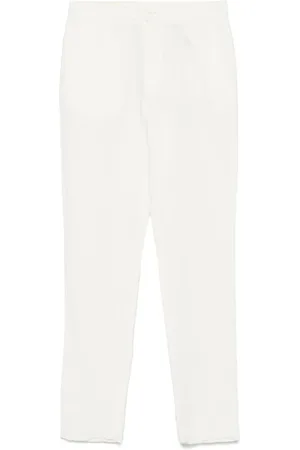 Ermenegildo Zegna Broeken, Heren, Wit, XL, Linnen, Linnen broek met zij- en achterzakken