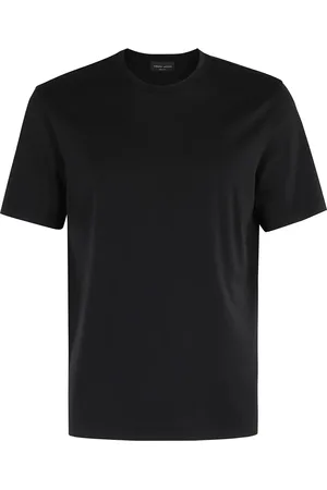 Roberto Collina Tops, Heren, Zwart, M, Katoen, Zwart T-shirt met Ronde Hals