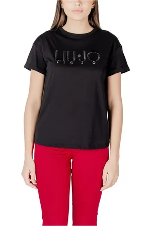 Liu Jo Tops, Dames, Zwart, 2Xs, Katoen, Stijlvolle katoenen T-shirt met opvallende details