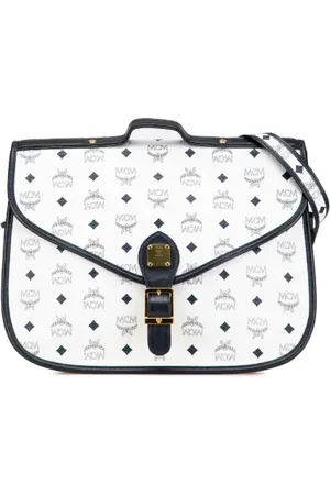 MCM Pre-owned, Dames, Wit, ONE Size, Leer, Tweedehands Canvas handtassen