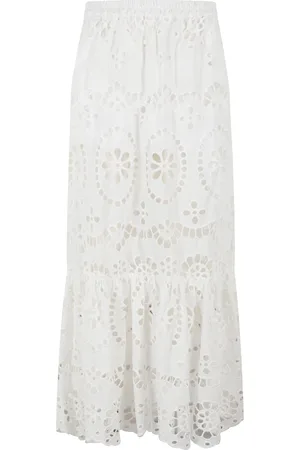 MC2 SAINT BARTH Rokken, Dames, Wit, XS, Katoen, Witte Kant Maxi Rok