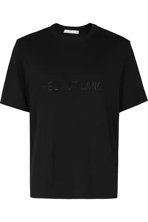 Helmut Lang Tops, Heren, Zwart, XS, Katoen, Zwart Logo T-shirt
