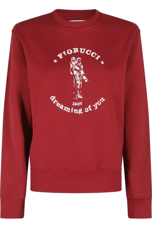 Fiorucci Sweatshirts & Hoodies, Dames, Rood, S, Katoen, Bordeaux Crewneck Sweatshirt met Frontprint