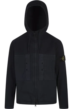 Stone Island Jassen, Heren, Blauw, S, Katoen, Blauw Katoen Elastaan Standaard Herenkleding