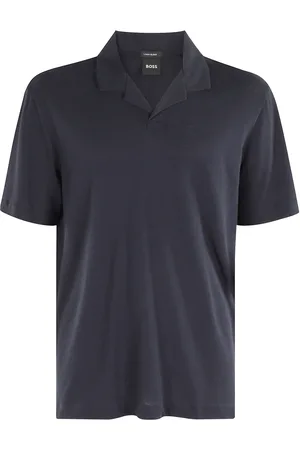 HUGO BOSS Tops, Heren, Blauw, XL, Katoen, Blauw Polo Shirt Korte Mouw V-Hals