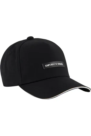 Emporio Armani Accessoires, Heren, Zwart, ONE Size, Katoen, Canvas Baseballpet met Logopatch