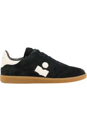 Isabel Marant Schoenen, Heren, Zwart, 45 EU, Leer, Leren Sneakers Zwart/Wit Logo Vetersluiting
