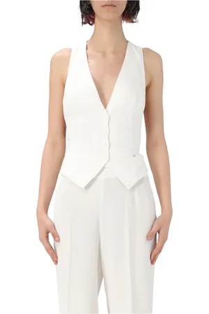 Elisabetta Franchi Jassen, Dames, Wit, M, Stijlvolle Gilet voor een Trendy Look