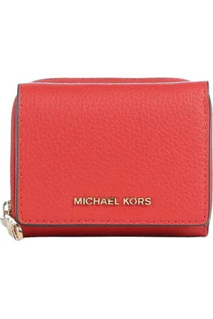 Michael Kors Accessoires, Dames, Oranje, ONE Size, Leer, Leren Trifold Portemonnees en Kaarthouders