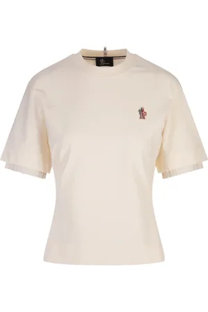 Moncler Tops, Dames, Wit, S, Katoen, Witte T-shirts en Polos met Polyamide