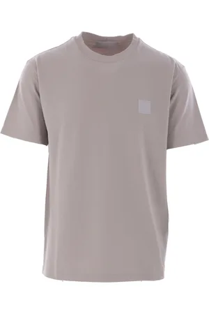 Stone Island Tops, Heren, Grijs, L, Katoen, Grijs Katoenen Jersey T-shirt met Logopatch