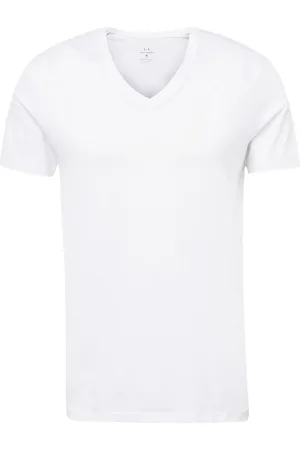 Armani Exchange Tops, Heren, Wit, XL, Katoen, Witte V-hals Pima Katoenen T-shirt