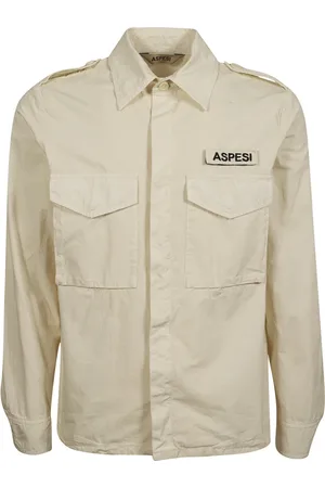 Aspesi Jassen, Heren, , M, Katoen, Natuurlijke Field Color Shirt Blouses